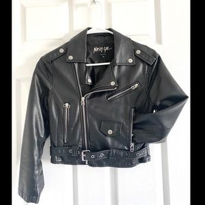 Vegan Leather Cropped Biker Jacket